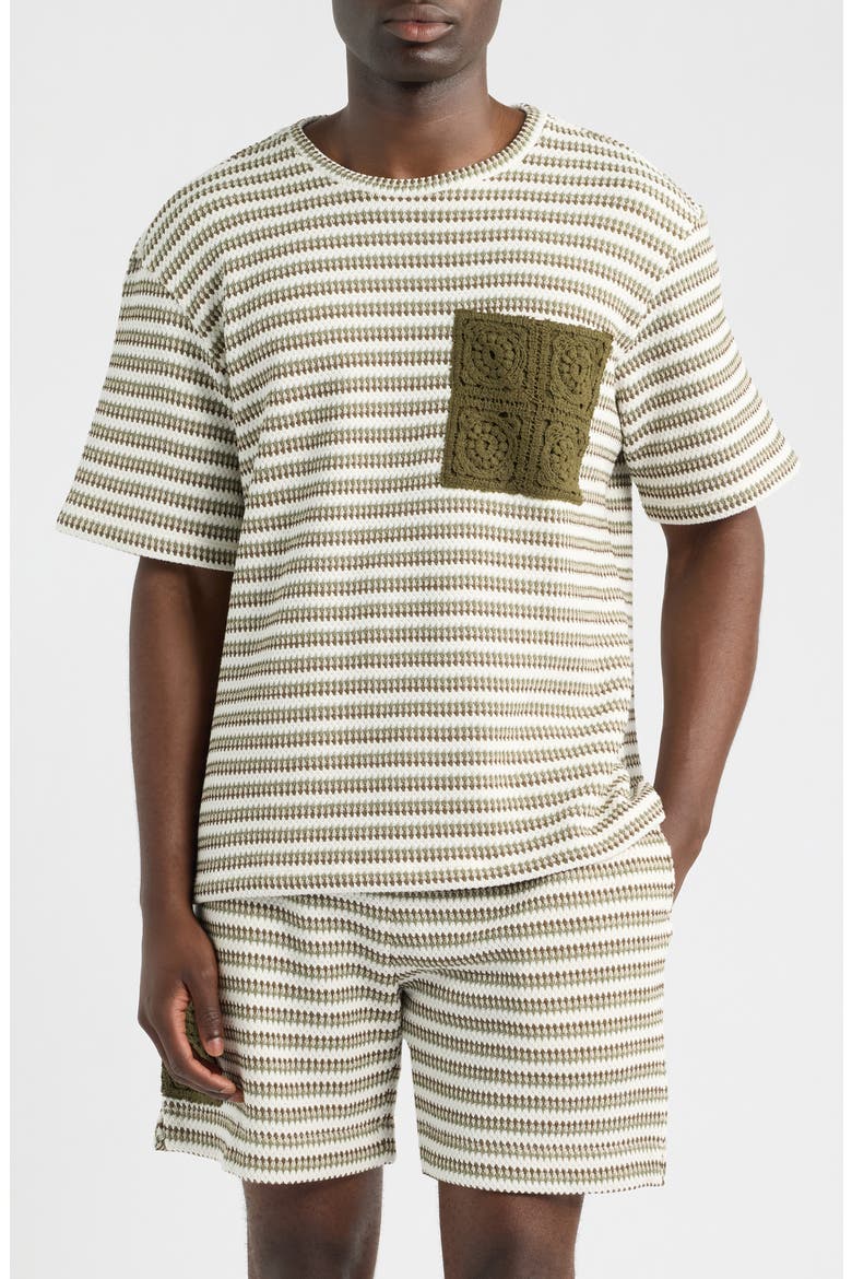 Mathias Stripe Jacquard Pocket T-Shirt, Main, color, KHAKI- 03