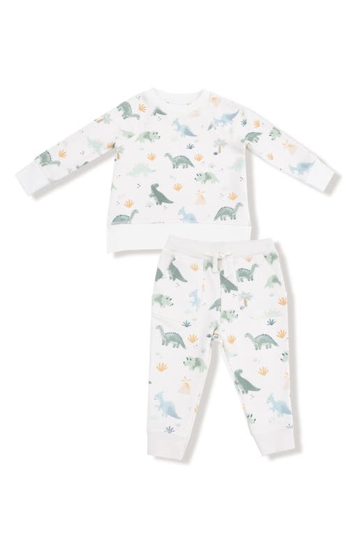 Angel Dear Soft Dinos French Terry Top & Joggers Set In White