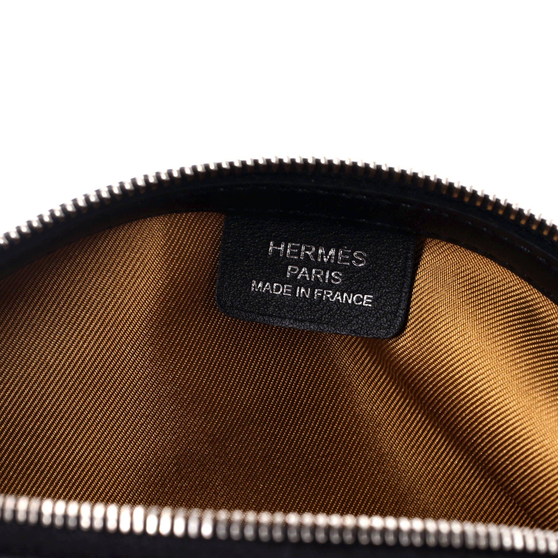 Pre-Owned Hermes Sursoie To Go Pouch Printed Silk and Leather, Alternate, color, Noir