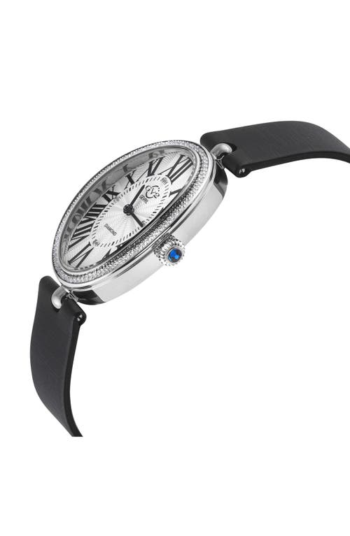 Gv2 Piazza Diamond Accent Leather Strap Watch, 29mm X 38mm In Black