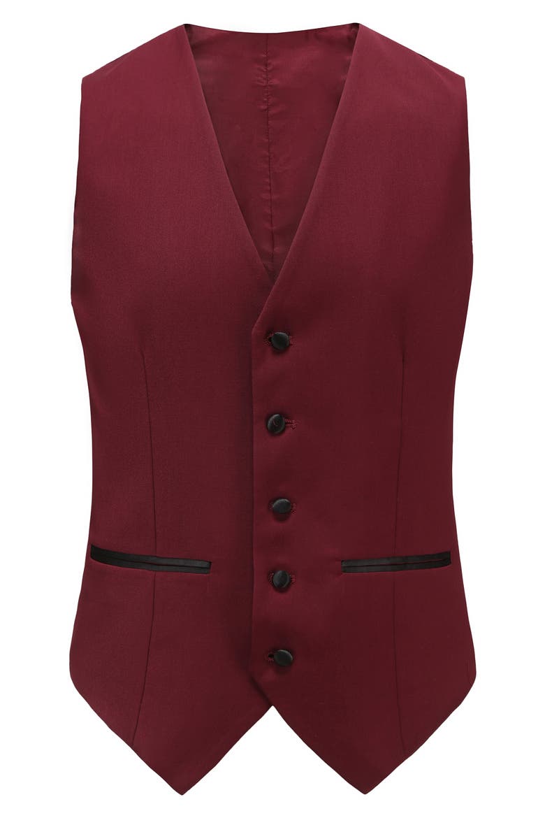 Premium Slim Fit 3-Piece Tuxedo, Alternate, color, BURGUNDY