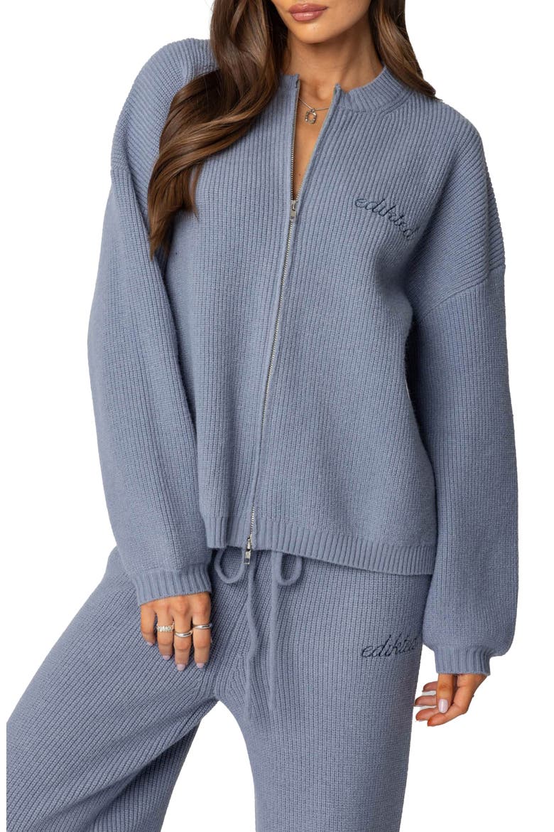 Kris Crewneck Zip Sweater, Main, color, BLUE