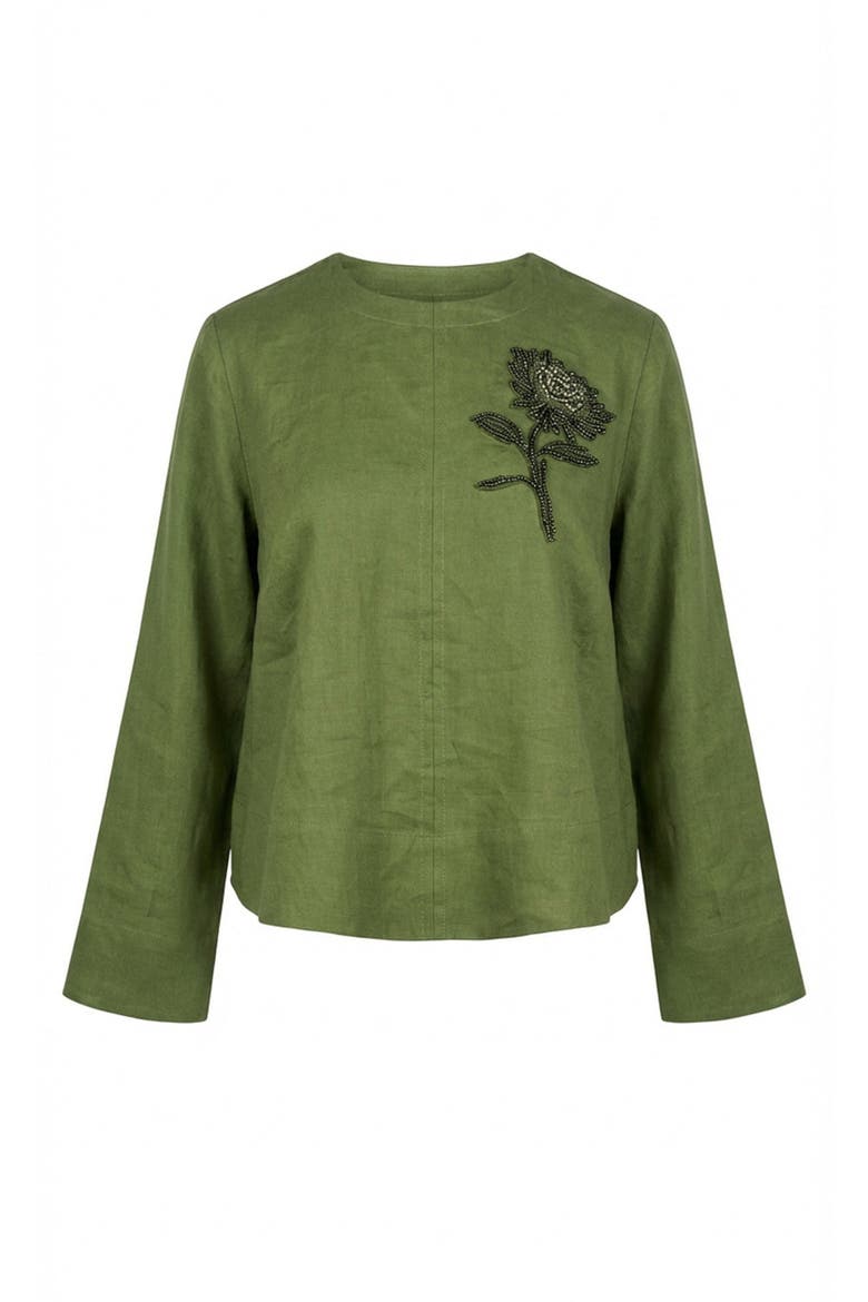 Fifine Long Sleeve Linen Blouse, Alternate, color, Khaki