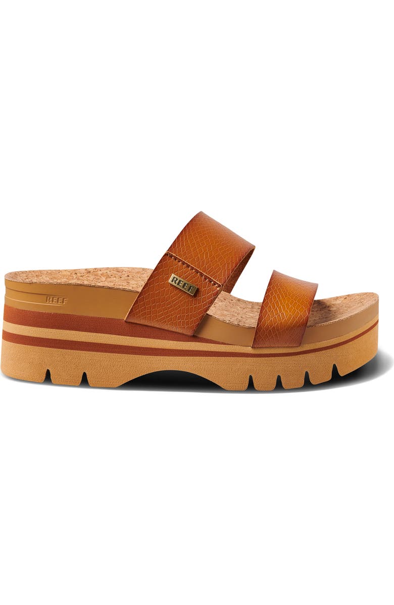 Reef Cushion Vista Higher Platform Slide Sandal, Alternate, color, Cognac
