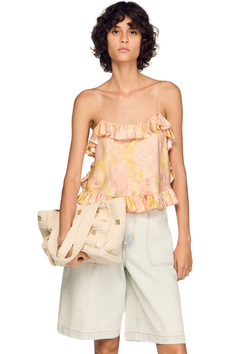 SANDRO Crochet bag with tassels, Alternate, color, Ecru