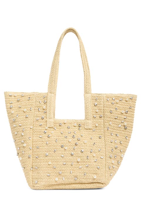 Gemi Embellished Woven Tote Bag