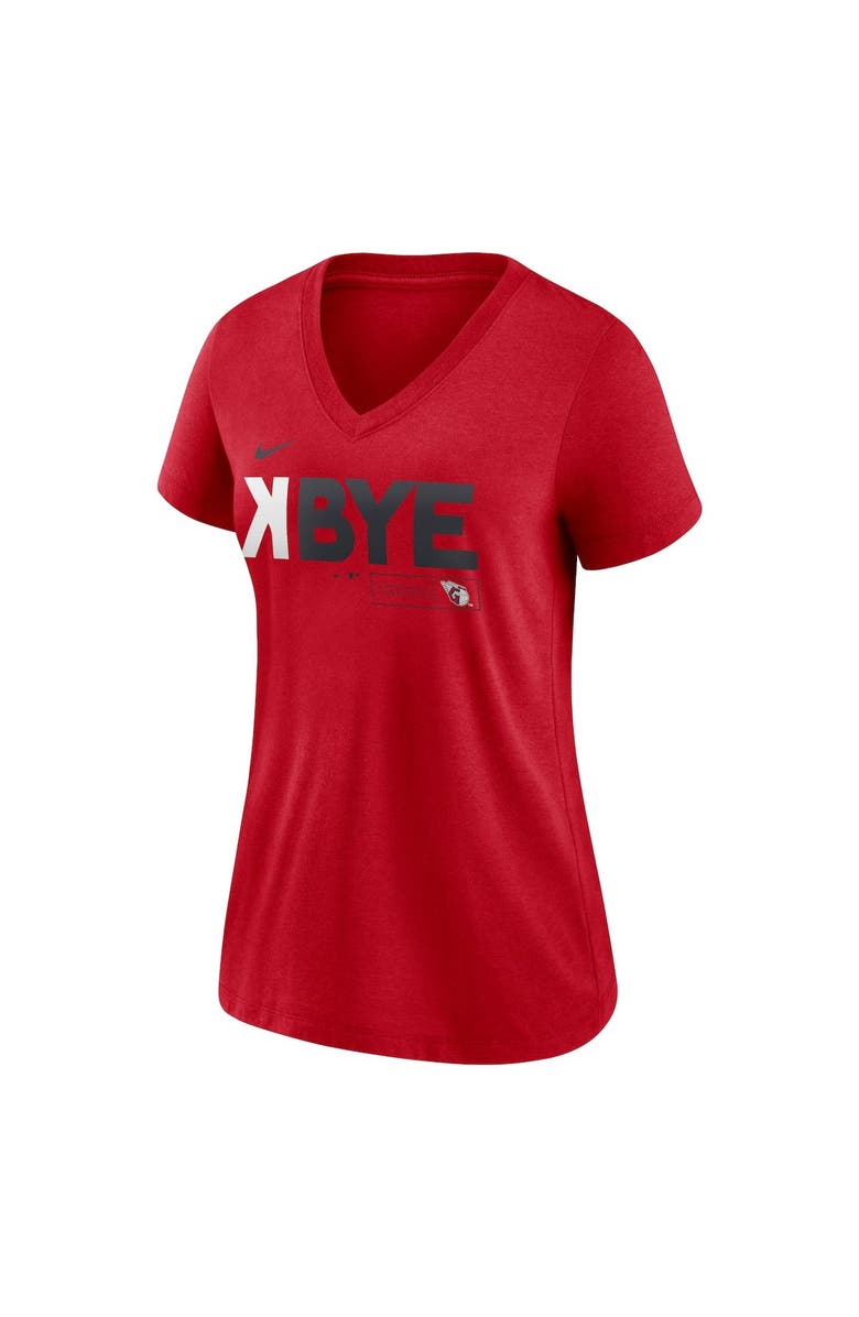 Nike Women's Cleveland Guardians Red Nike K-Bye Tri-Blend V-Neck T-Shirt, Alternate, color, 