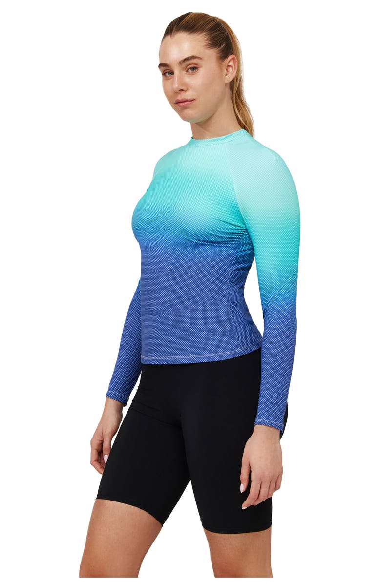 Free Sport by Gottex Nixi Long Sleeve Rash Guard Swim Top, Alternate, color, Multi Green