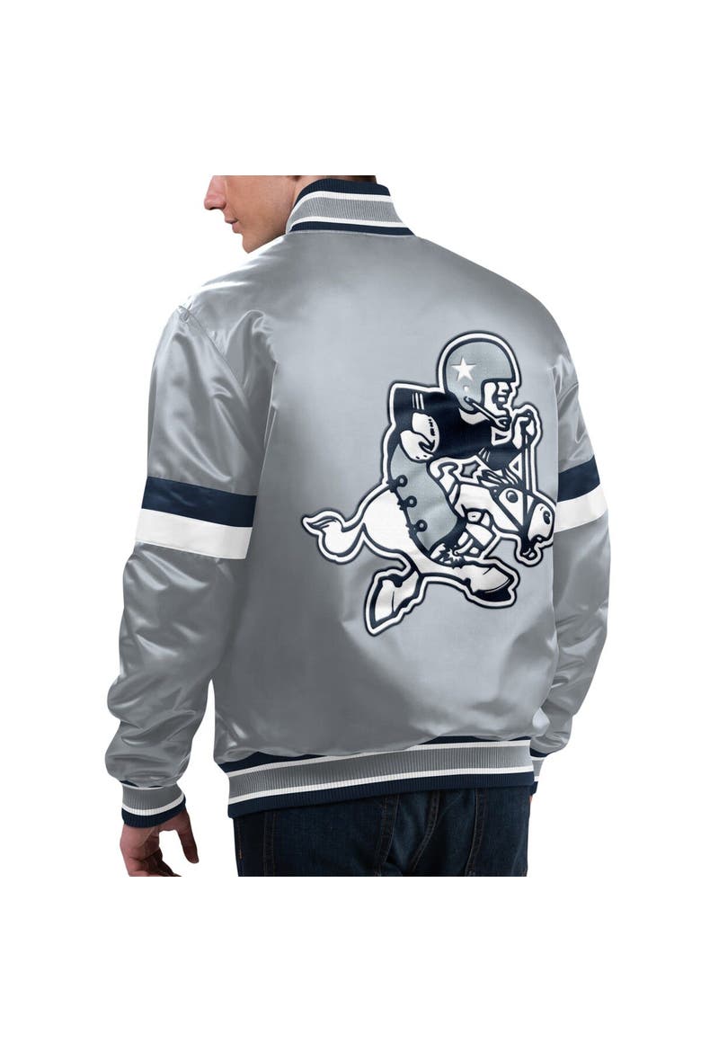 Men's Starter Silver Dallas Cowboys Home Game Satin Full-Snap Varsity Jacket, Alternate, color, Silver