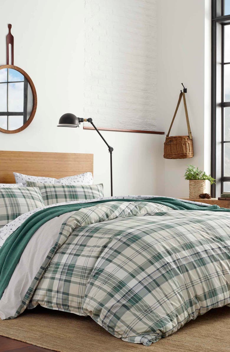 Eddie Bauer Timbers Plaid Comforter & Sham Set, Alternate, color, Evergreen
