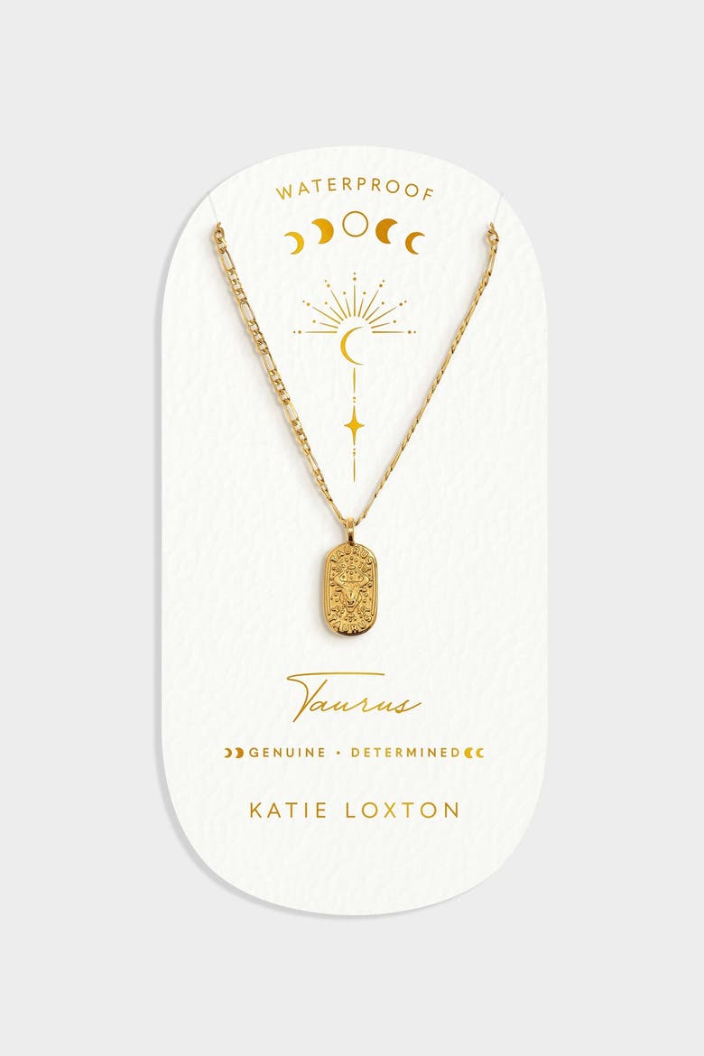 'Taurus' Waterproof Gold Zodiac Necklace, Main, color, GOLD