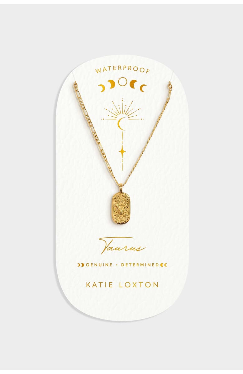 Katie Loxton 'Taurus' Waterproof Gold Zodiac Necklace, Alternate, color, Gold