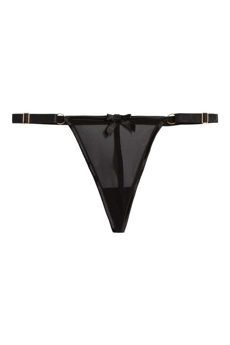 Underwire Chemise & G-String Set, Alternate, color, BLACK