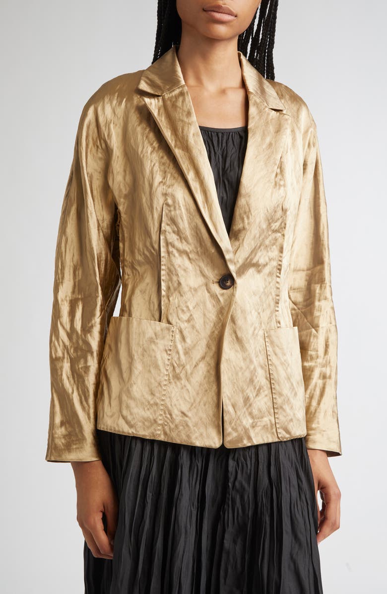 Lafayette 148 New York Pintuck Back Satin Jacket, Alternate, color, Clay