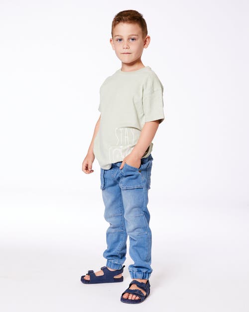 Deux Par Deux Little Boy's French Terry Denim Jogger Pant Denim Blue In Denim Blue
