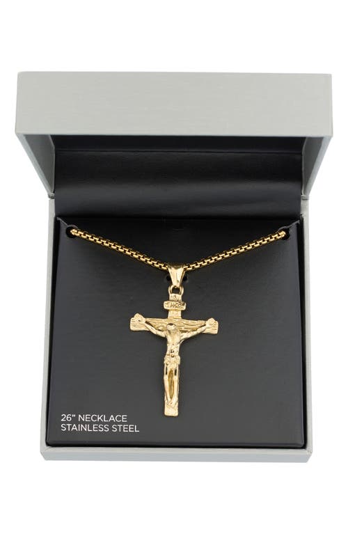 American Exchange Stainless Steel Crucifix Pendant Necklace In Gold