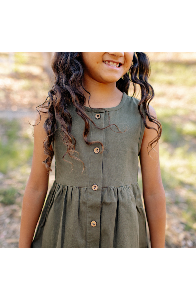 Jackalo Kids' Organic Cotton Twill Sleeveless Jo Dress, Alternate, color, Dark Olive