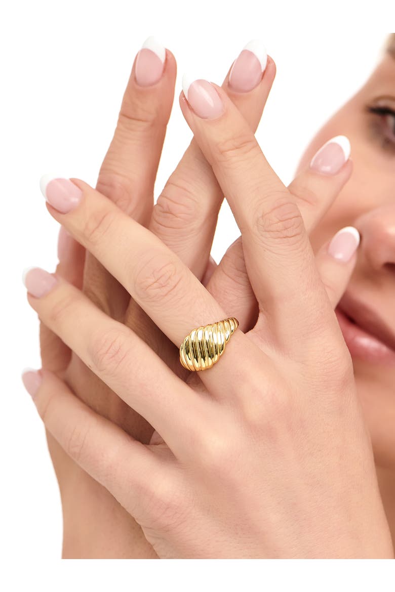 Rope Ring in Gold Plated Sterling Silver, 12mm, Alternate, color, Yellow Gold