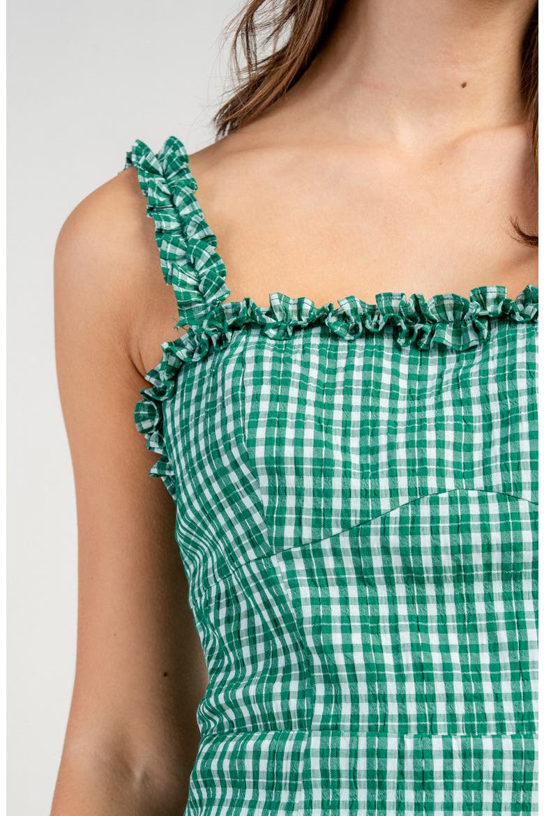 Gingham Ruffle Minidress, Alternate, color, KELLY GREEN