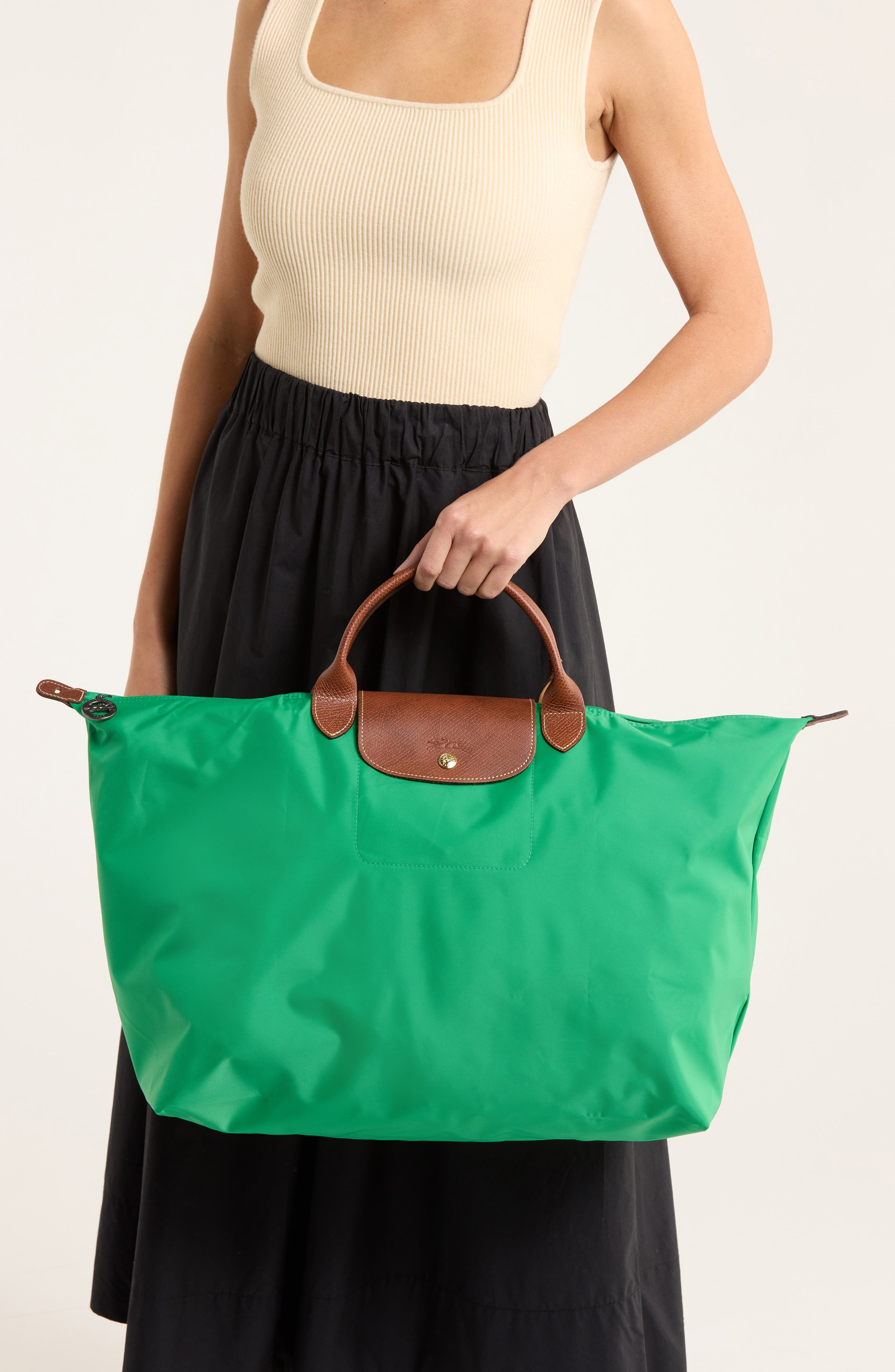 Longchamp Large Travel Duffle Bag, Alternate, color, Green