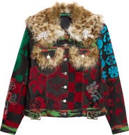 Chopova Lowena Faux Fur Trim Patchwork Denim Jacket