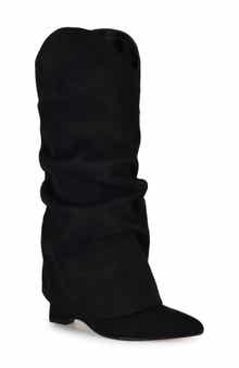 Nine West Amazin Foldover Shaft Pointed Toe Wedge Boot