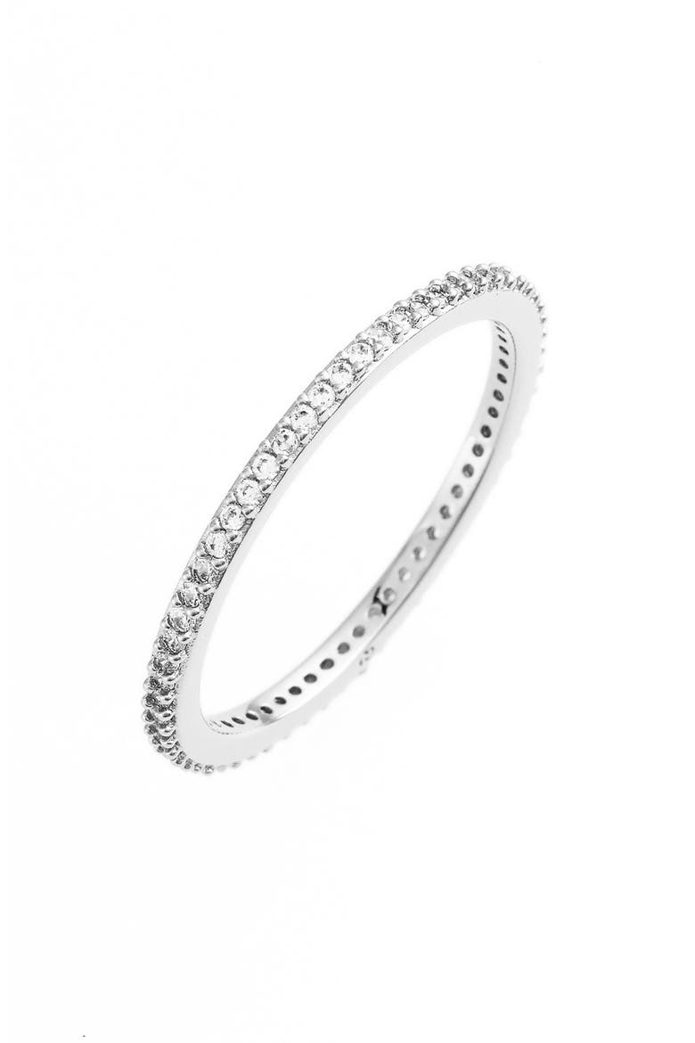 Skinny Cubic Zirconia Pavé Band Ring, Main, color, SILVER