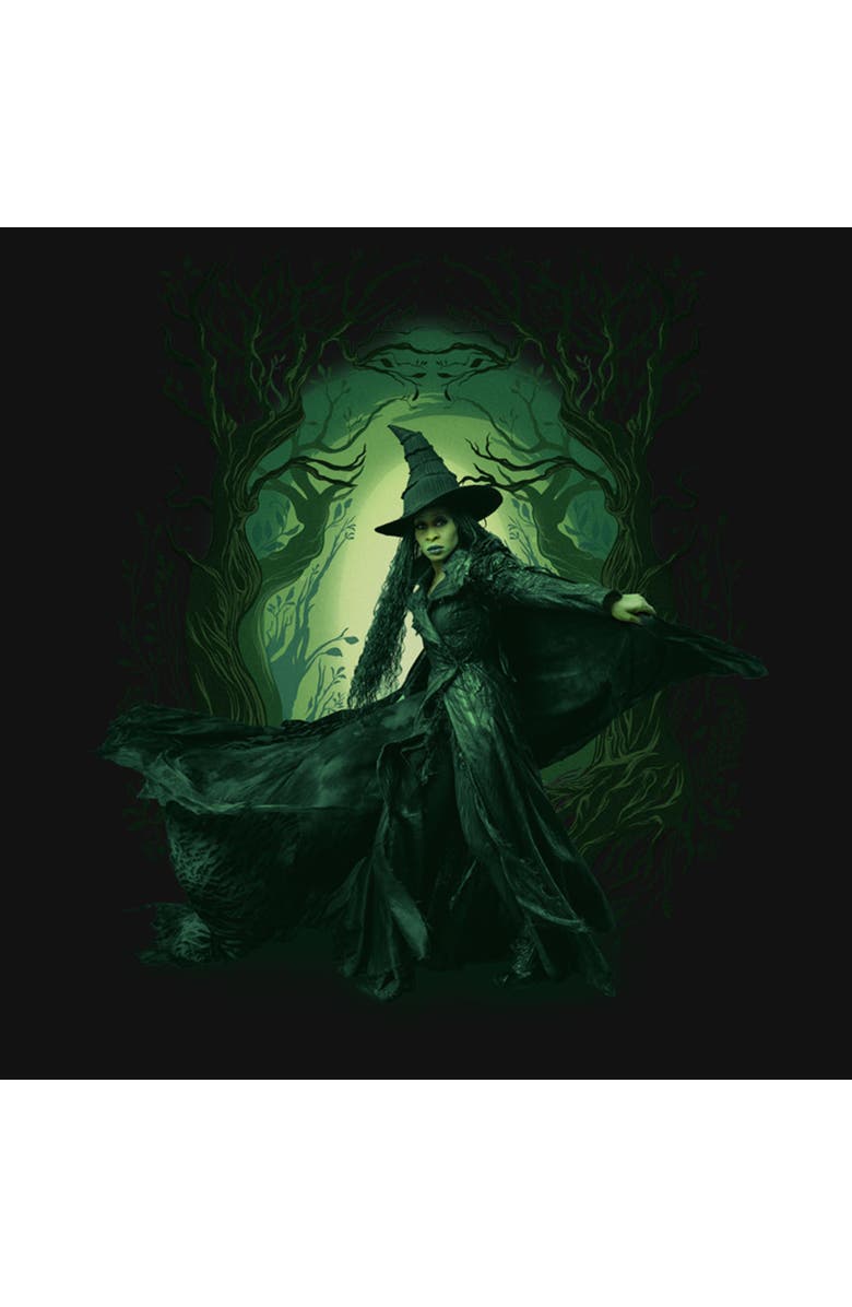 Wicked: For Good Girl's Wicked For Good Elphaba Green Forest Graphic T-Shirt, Alternate, color, Black