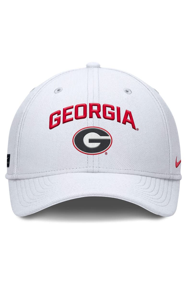 Nike Men's Nike White Georgia Bulldogs 2025 On-Field Rise Performance Flex Hat, Alternate, color,