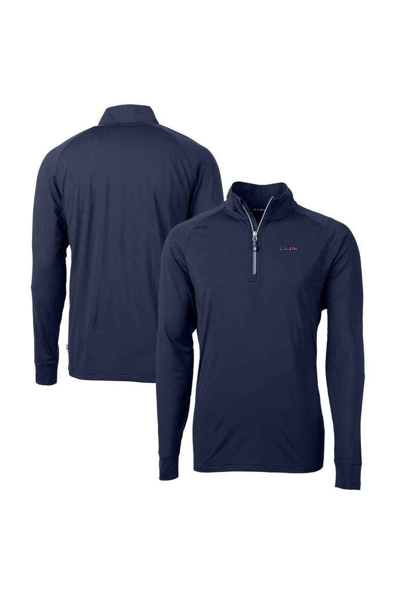 Men's Cutter & Buck Navy San Francisco 49ers Team Adapt Eco Knit Hybrid Recycled Quarter-Zip Pullover Top, Main, color, Navy
