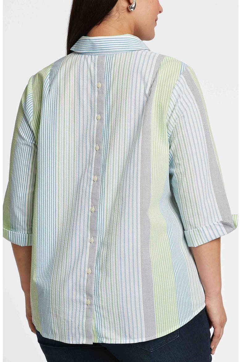 Therese Stripe Split Back Cotton Seersucker Popover Shirt, Alternate, color, BLUE MULTI