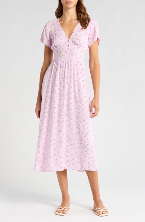 Morning Sky Floral Print Maxi Dress