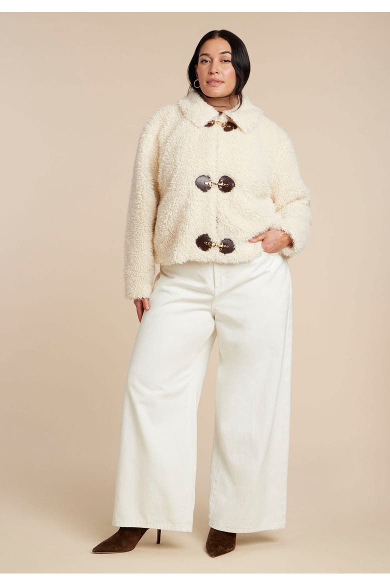 Teddy Fur Coat With Buckles, Alternate, color, CREAM