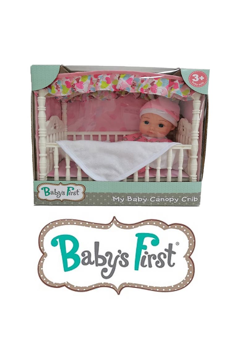 Canopy Crib With Toy Doll, Alternate, color, Multicolored