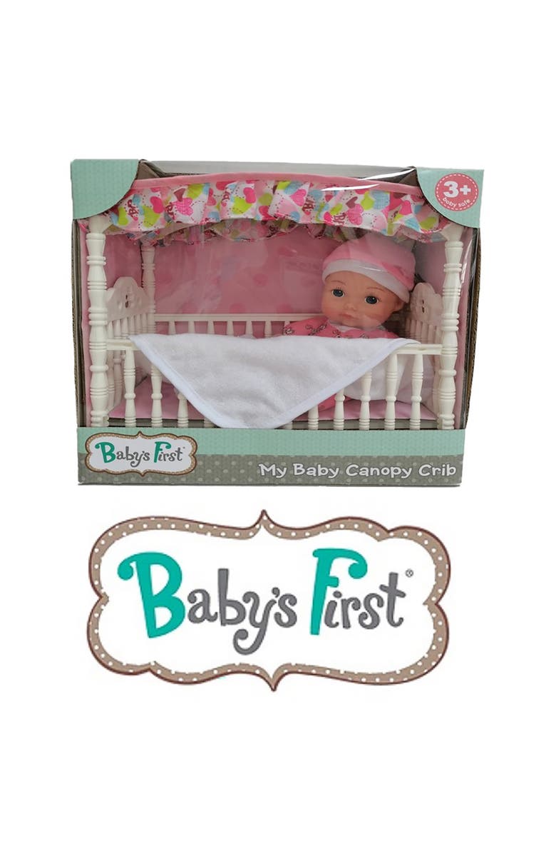 Baby
s First Canopy Crib With Toy Doll, Alternate, color, Multicolored