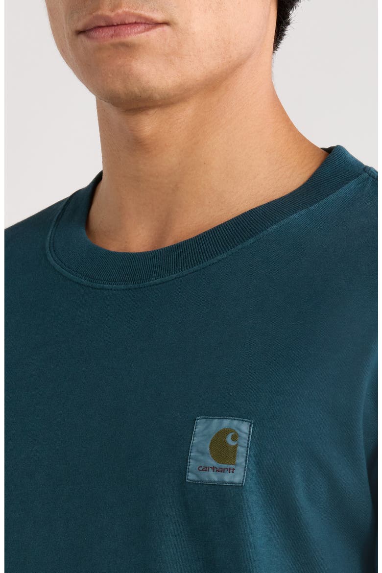 Vista Loose Fit Logo T-Shirt, Alternate, color, DEEP LAGOON GARMENT DYED