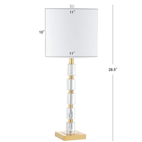Jonathan Y Claire 28.5" Crystal Led Table Lamp, Clear/brass In Clear/brass Gold