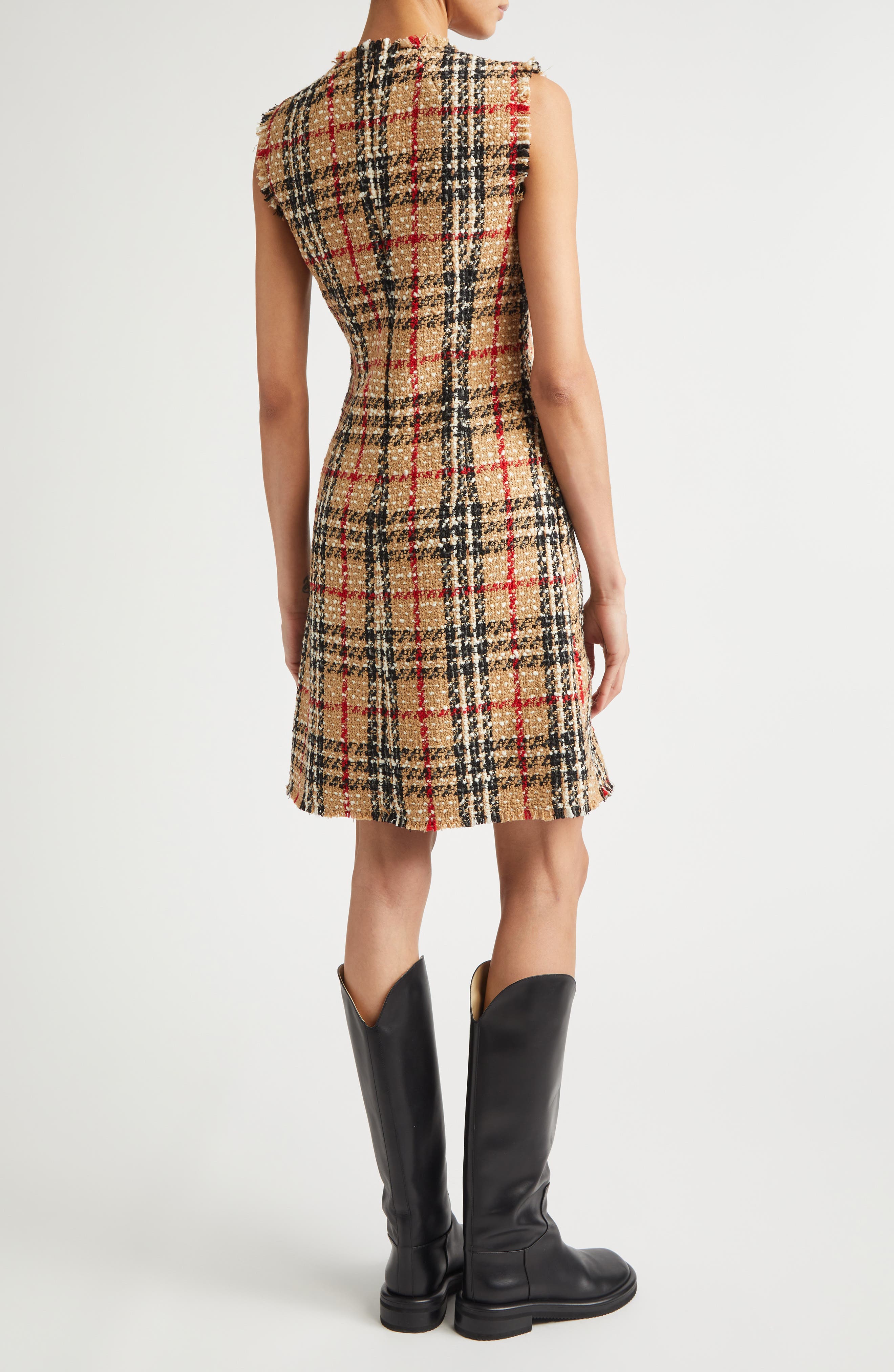 ワンピース Burberry stripe mini dress Abigail Sleeveless Check Tweed Bouclé Sheath Dress (Women) | Nordstrom