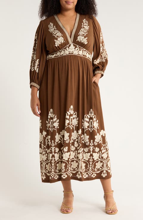 V-Neck Maxi Dress (Plus)