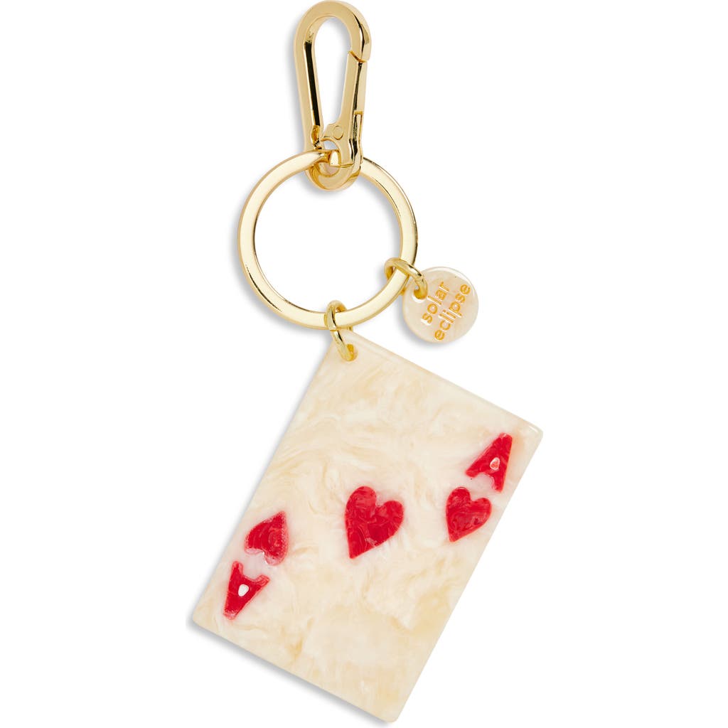 Solar Eclipse Hand Painted Mini Ace Key Chain Bag Charm In Gold