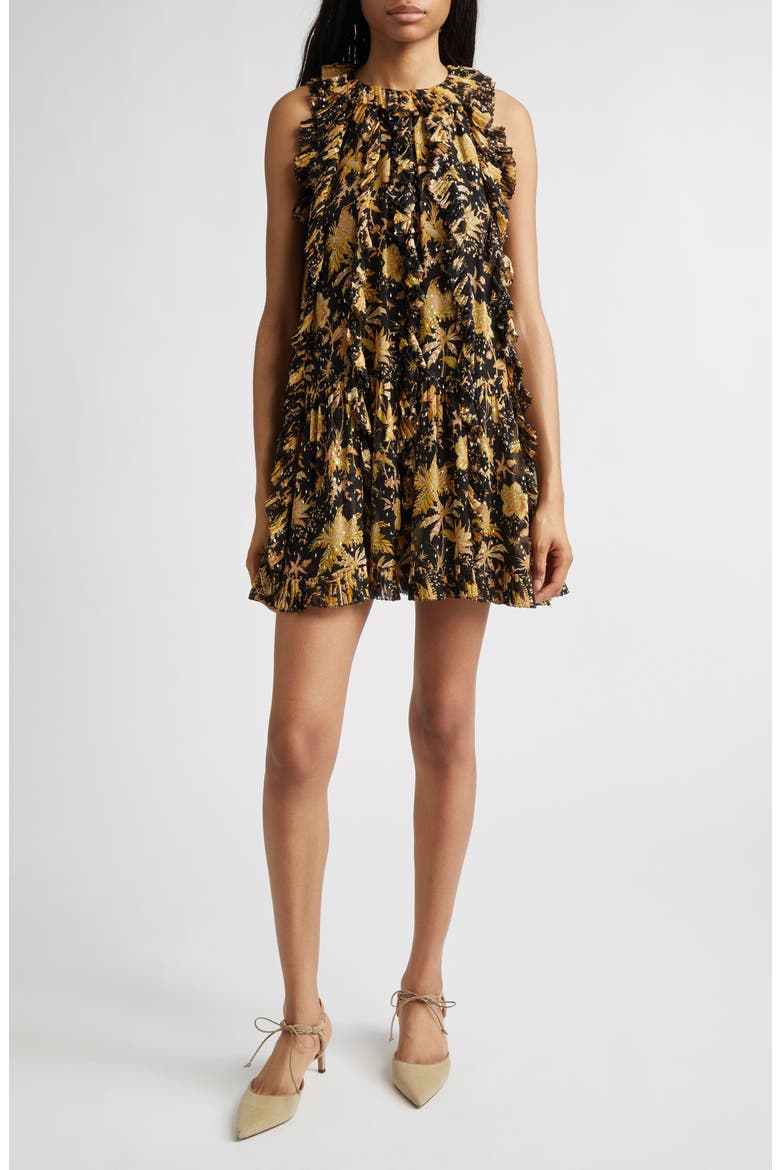 Signe Floral Silk Blend Dress, Main, color, FORSYTHIA