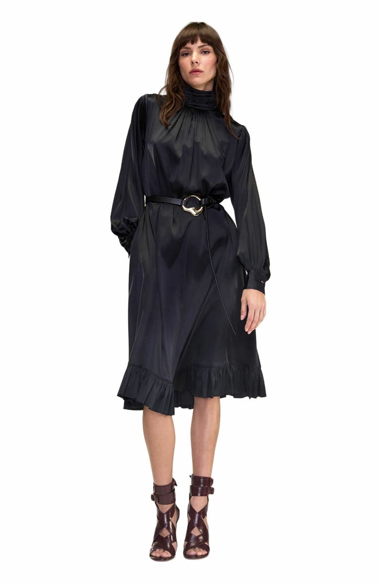 Cynthia Rowley Monroe Silk Charmeuse Dress, Main, color, Black