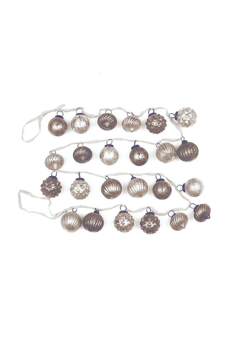 72" Embossed Mercury Glass Ornament Garland, Main, color, Taupe & Cream