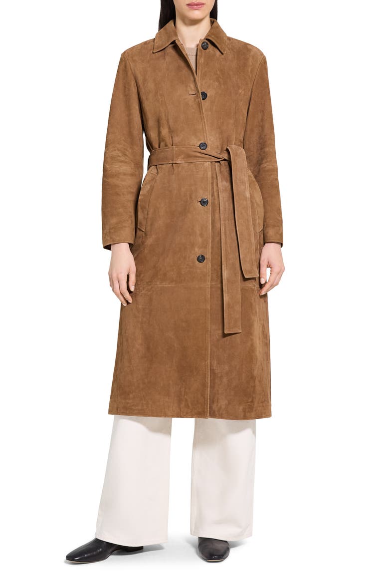 Reese Belted Suede Coat, Main, color, DEEP TOBACCO - 2CT