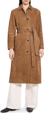 Theory Reese Belted Suede Coat
