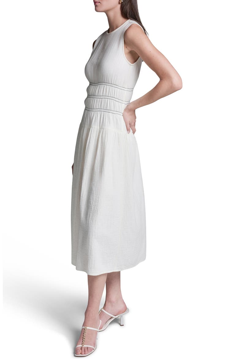 Cotton Double Gauze Midi Dress, Alternate, color, WHISP WHITE