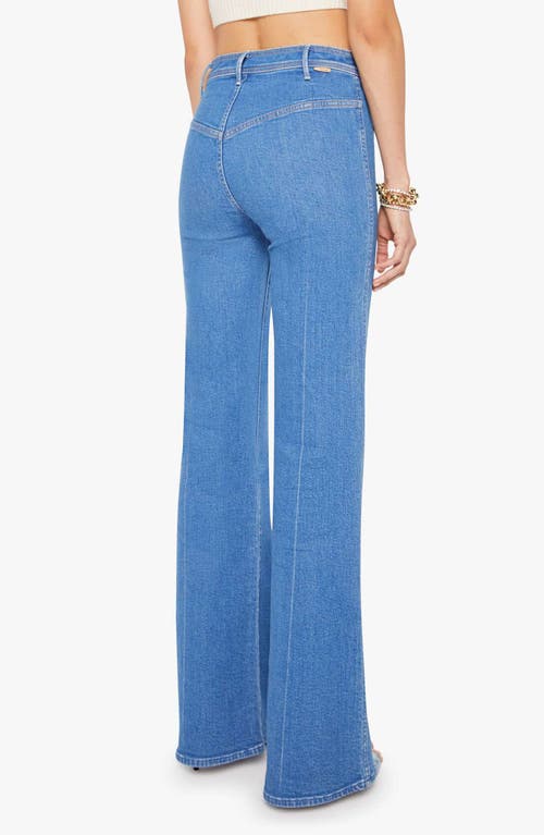 Mother The Pocketbook Hustler Roller Patch Pocket Flare Leg Jeans In Blue