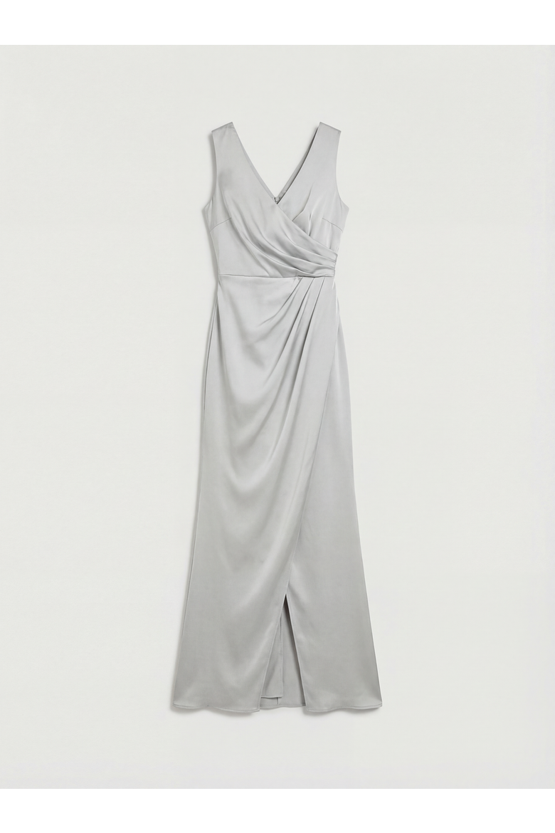 Ruched Satin Bridesmaid Dress, Alternate, color, Sage
