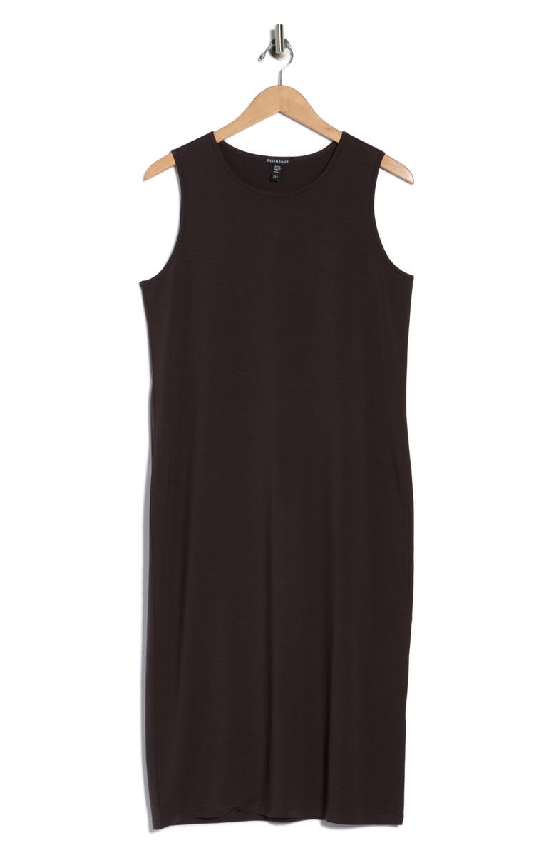 Eileen Fisher Crewneck Sleeveless Shift Dress, Main, color, Espresso