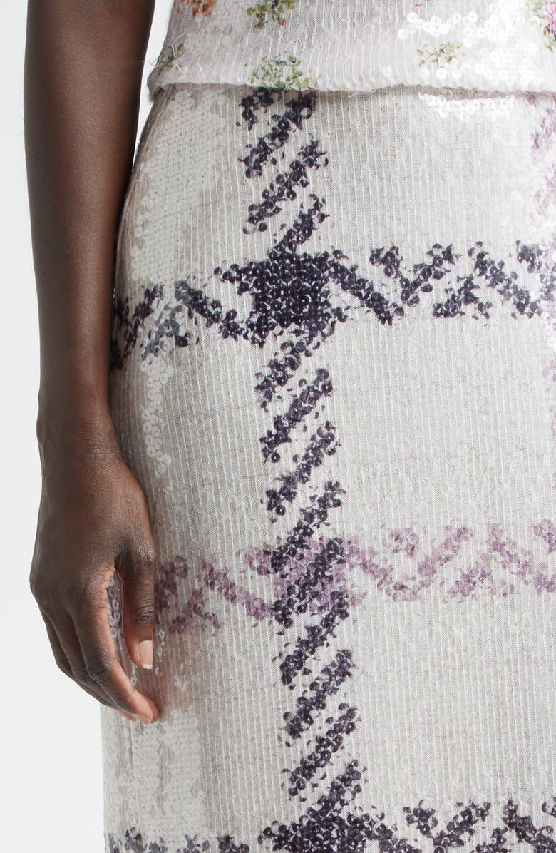 Brandon Maxwell The Mercer Paillette Plaid Pencil Skirt, Alternate, color, Windowpane Plaid